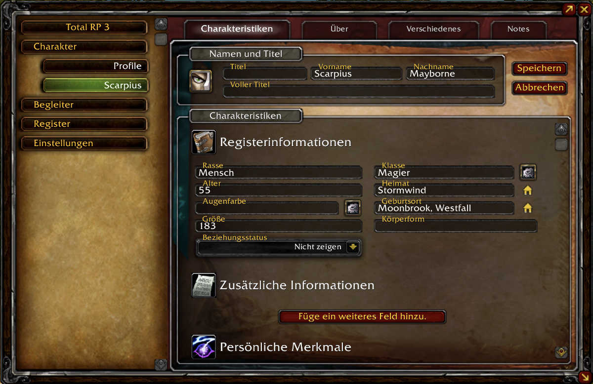Total RP-3 - Das Rollenspiel-Addon - Sirius Kult - World of Warcraft Gilde